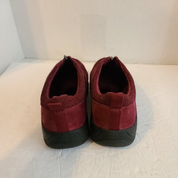 Land's End Shoes Women's Size 8 Red Comfort Moc Suede Leather Slip On Zip Front - Picture 3 of 6